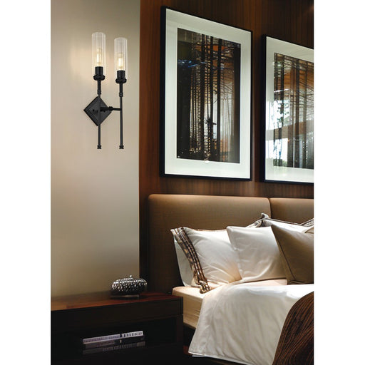 Z-Lite Esme 2 Light Wall Sconce, Matte Black/Clear