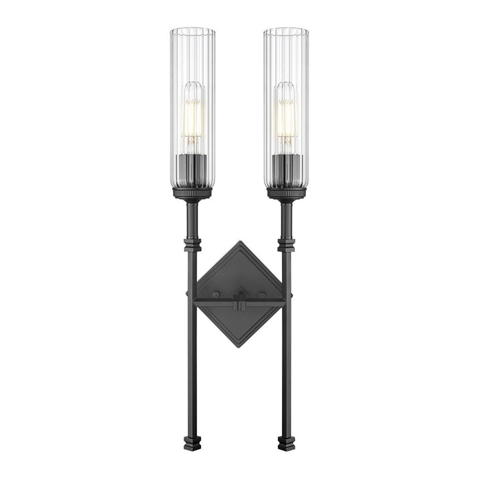 Z-Lite Esme 2 Light Wall Sconce, Matte Black/Clear