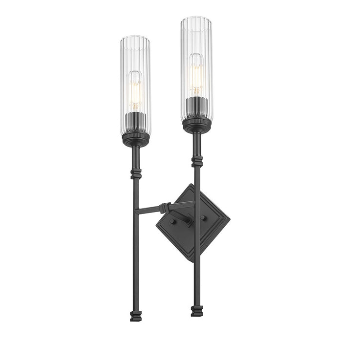 Z-Lite Esme 2 Light Wall Sconce, Matte Black/Clear