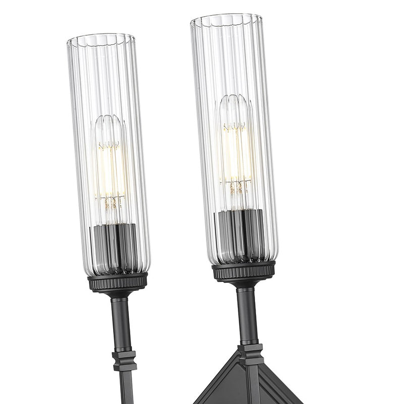 Z-Lite Esme 2 Light Wall Sconce, Matte Black/Clear