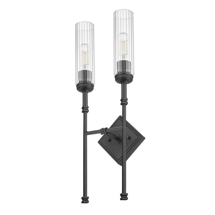 Z-Lite Esme 2 Light Wall Sconce, Matte Black/Clear