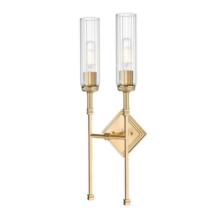Z-Lite Esme 2 Light Wall Sconce, Modern Gold/Clear - 3047-2S-MGLD