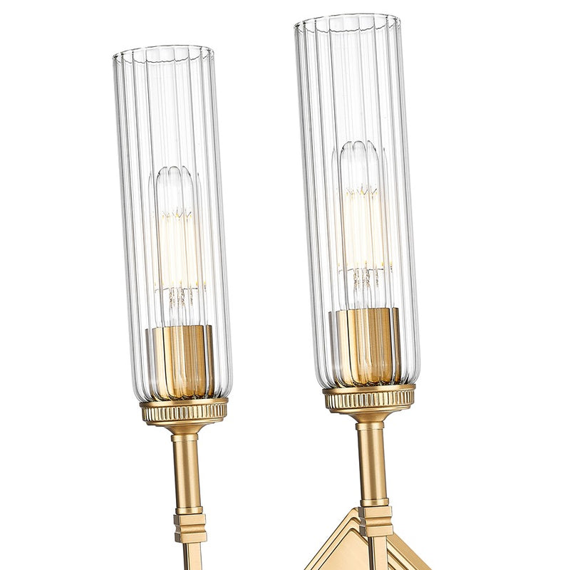 Z-Lite Esme 2 Light Wall Sconce, Modern Gold/Clear