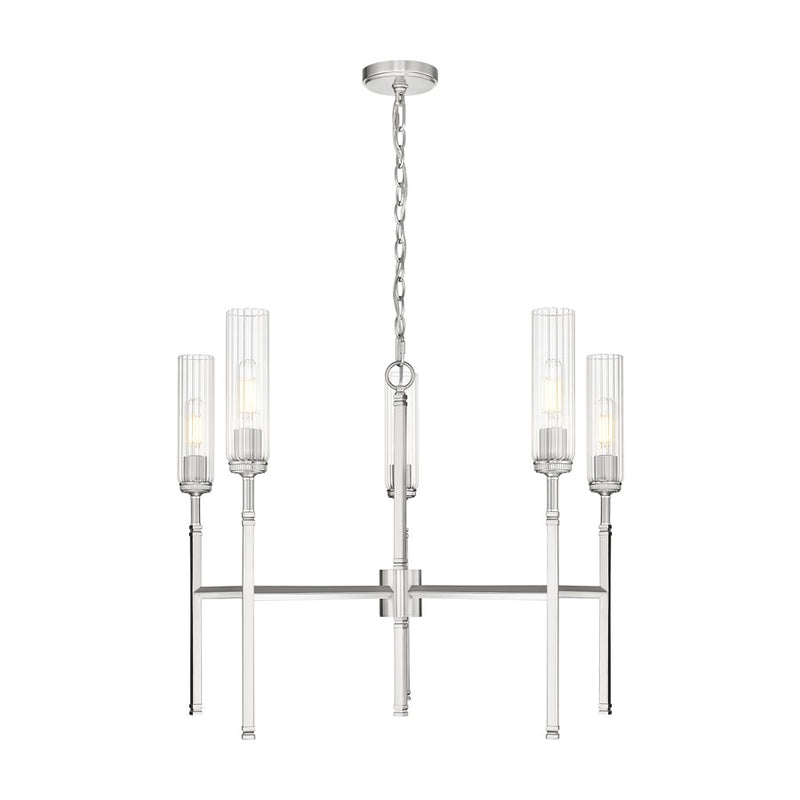 Z-Lite Esme 5 Light Chandelier, Brushed Nickel/Clear - 3047-5BN