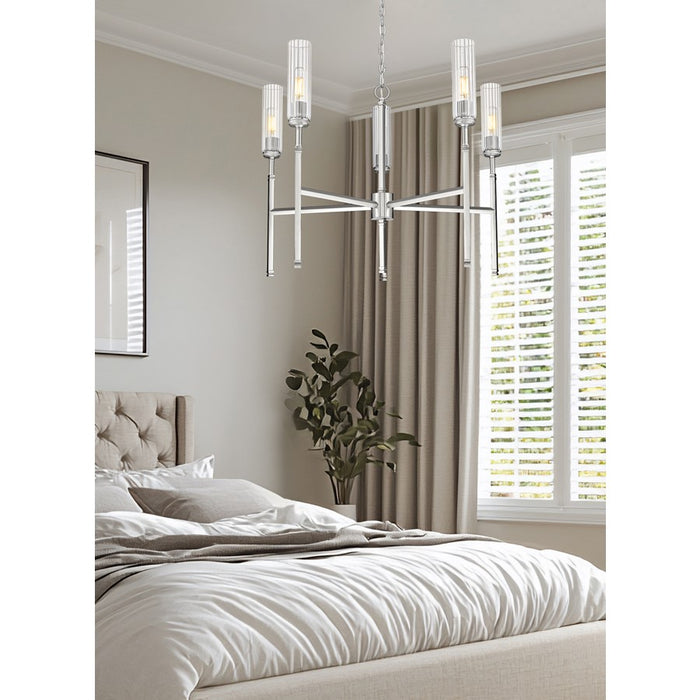 Z-Lite Esme 5 Light Chandelier, Brushed Nickel/Clear