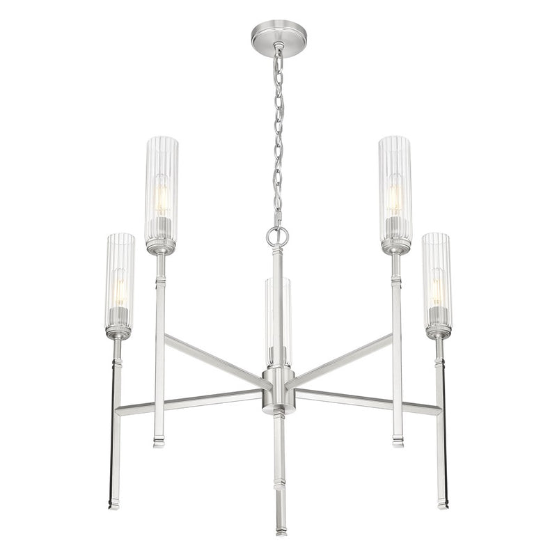 Z-Lite Esme 5 Light Chandelier, Brushed Nickel/Clear