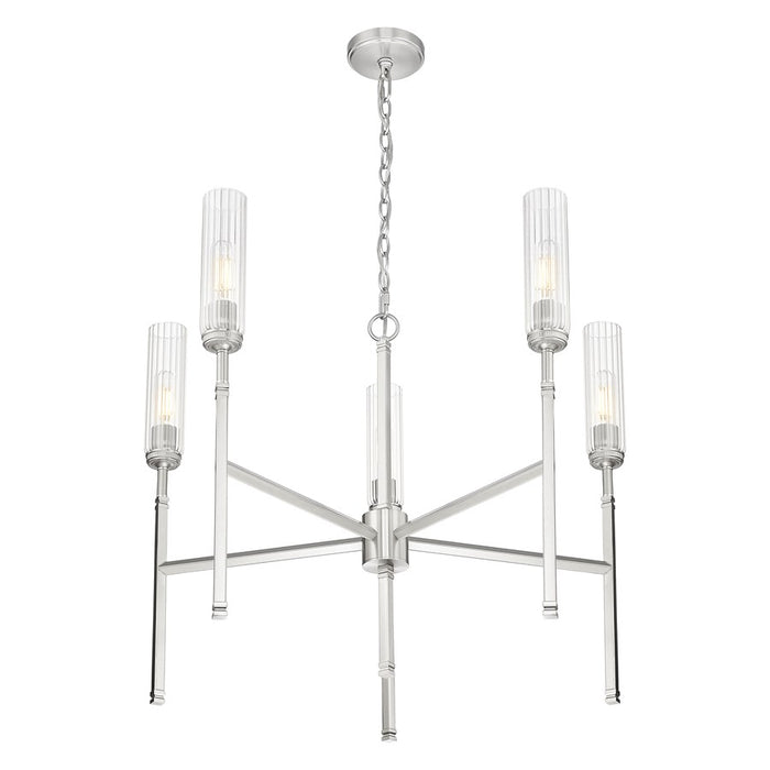 Z-Lite Esme 5 Light Chandelier, Brushed Nickel/Clear