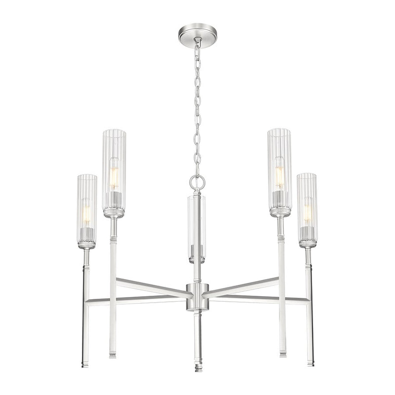 Z-Lite Esme 5 Light Chandelier, Brushed Nickel/Clear