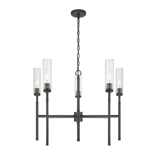 Z-Lite Esme 5 Light Chandelier, Matte Black/Clear - 3047-5MB