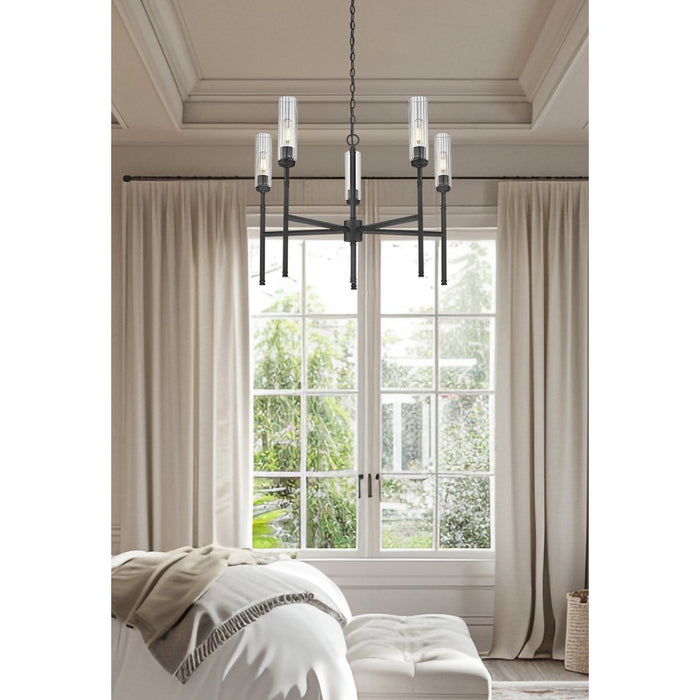 Z-Lite Esme 5 Light Chandelier, Matte Black/Clear