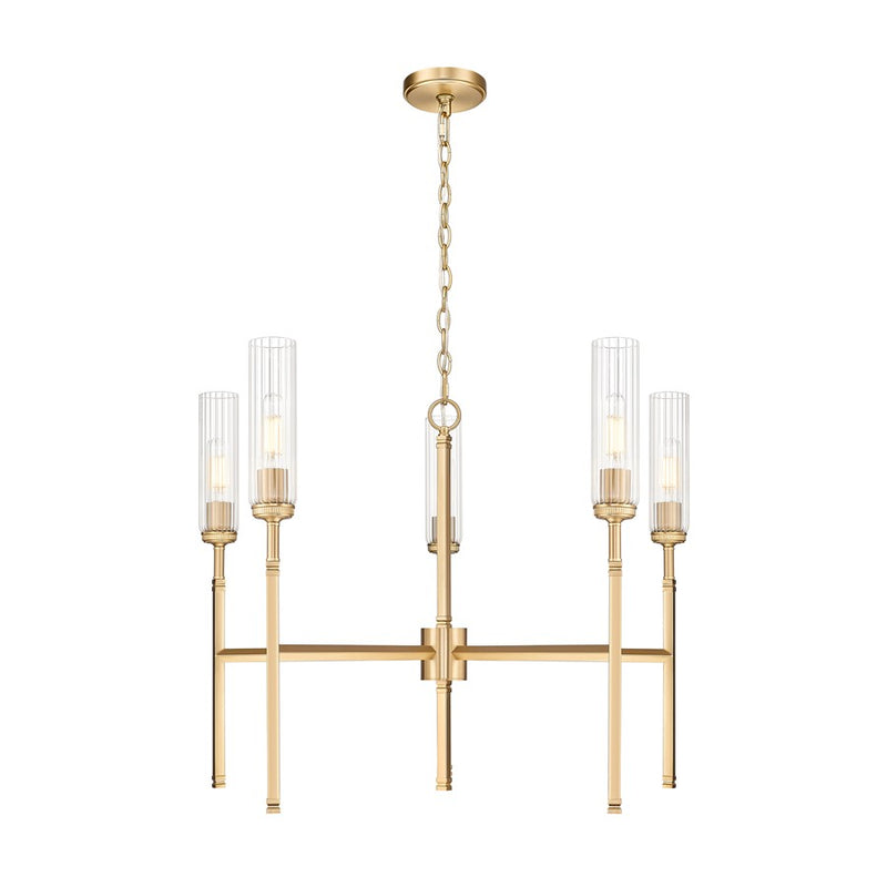 Z-Lite Esme 5 Light Chandelier, Modern Gold/Clear - 3047-5MGLD