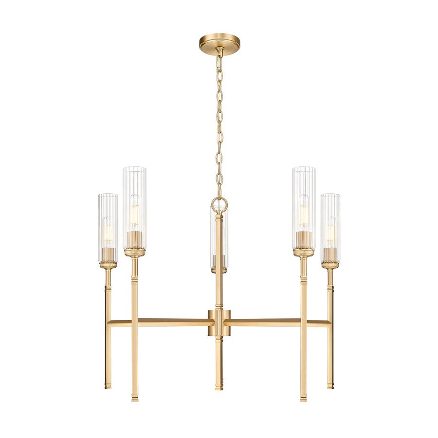 Z-Lite Esme 5 Light Chandelier, Modern Gold/Clear - 3047-5MGLD