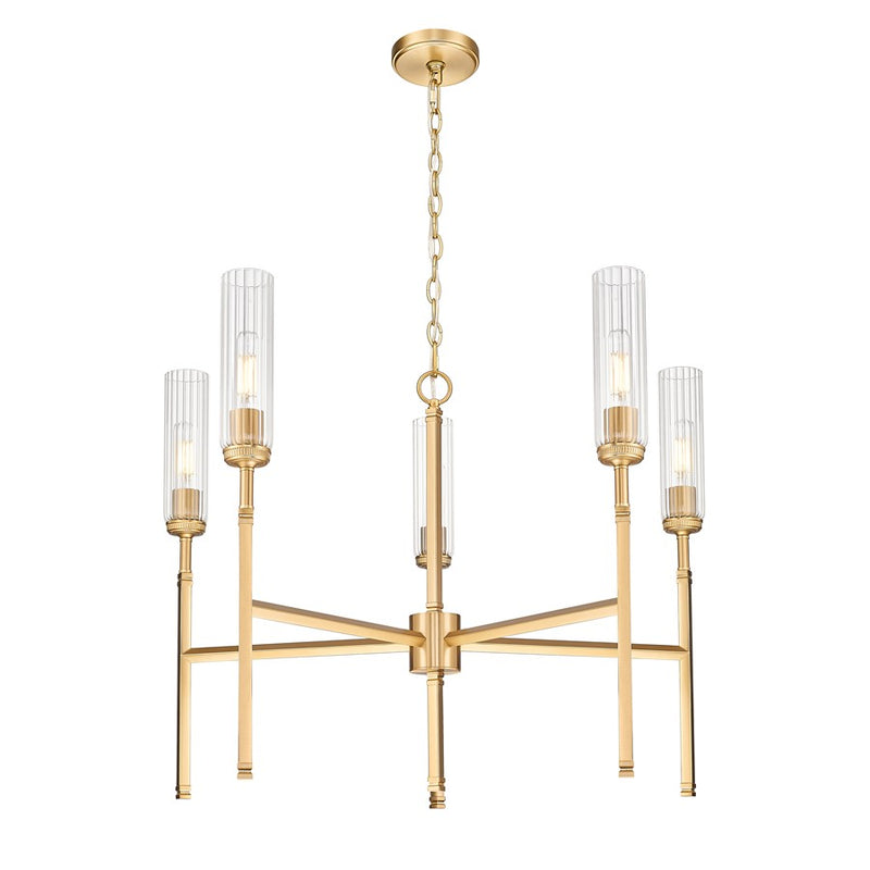 Z-Lite Esme 5 Light Chandelier, Modern Gold/Clear