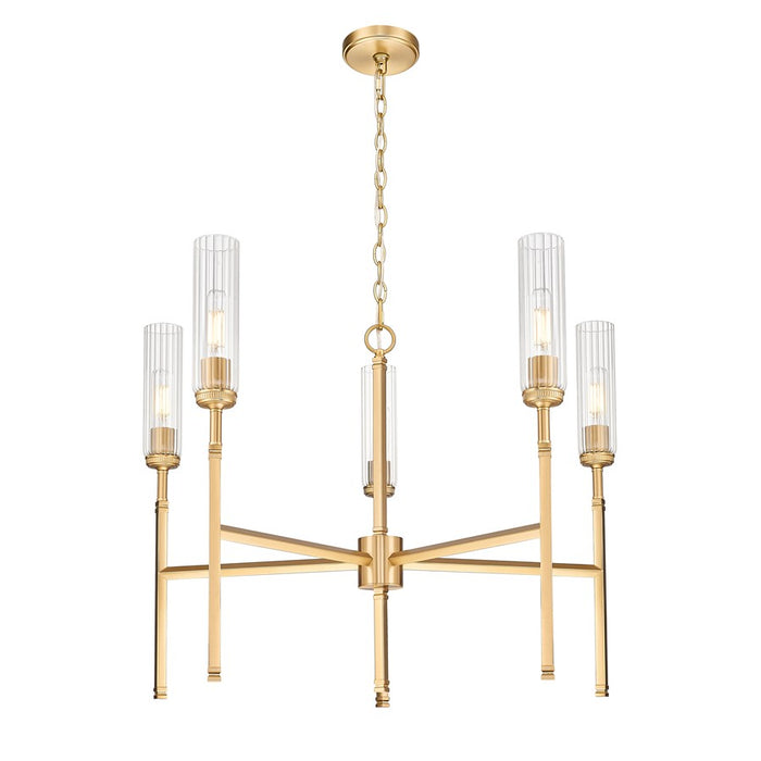 Z-Lite Esme 5 Light Chandelier, Modern Gold/Clear
