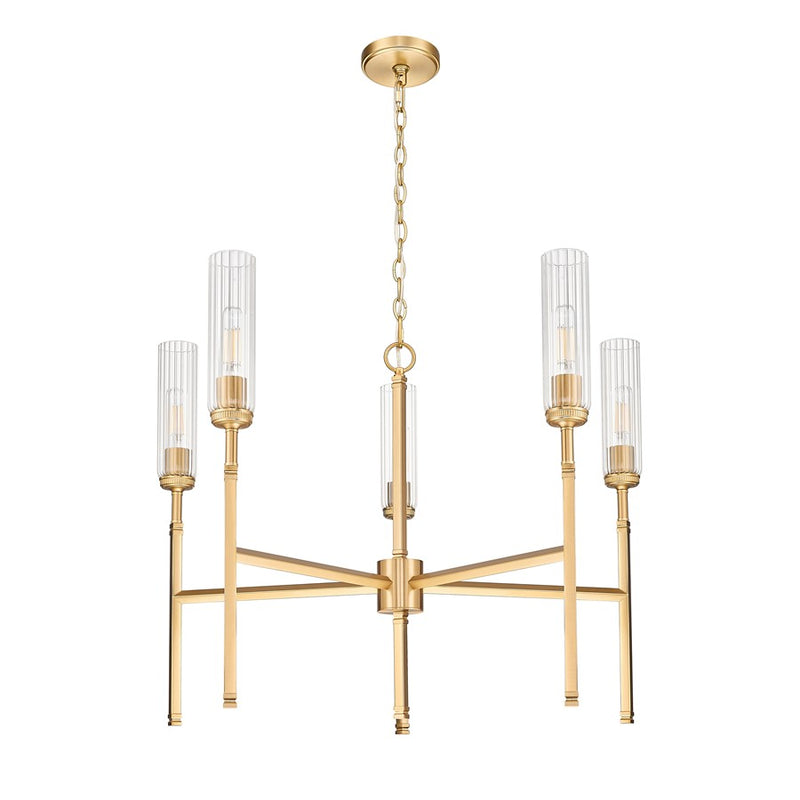 Z-Lite Esme 5 Light Chandelier, Modern Gold/Clear