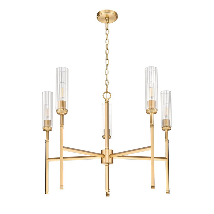 Z-Lite Esme 5 Light Chandelier, Modern Gold/Clear