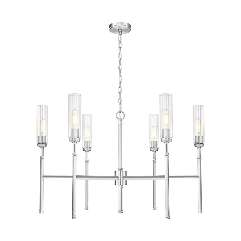 Z-Lite Esme 6 Light Chandelier, Brushed Nickel/Clear - 3047-6BN