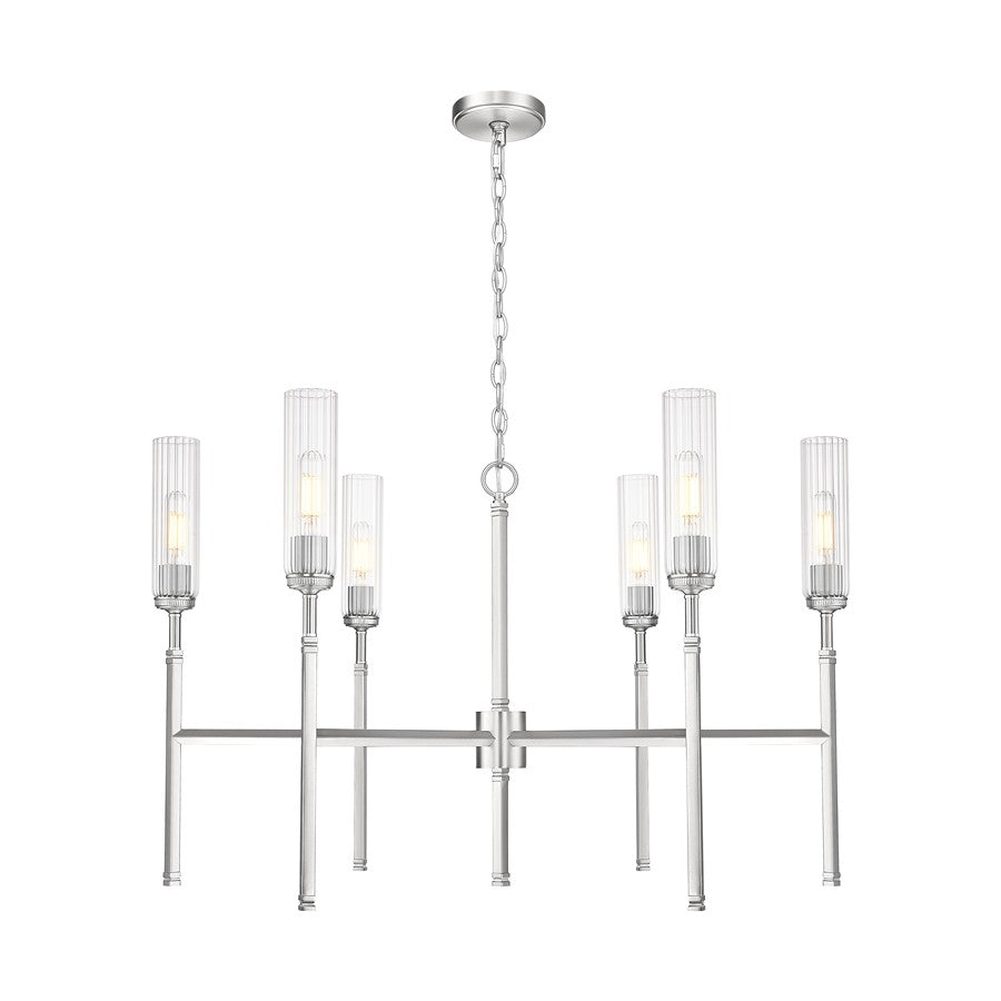 Z-Lite Esme 6 Light Chandelier, Brushed Nickel/Clear - 3047-6BN