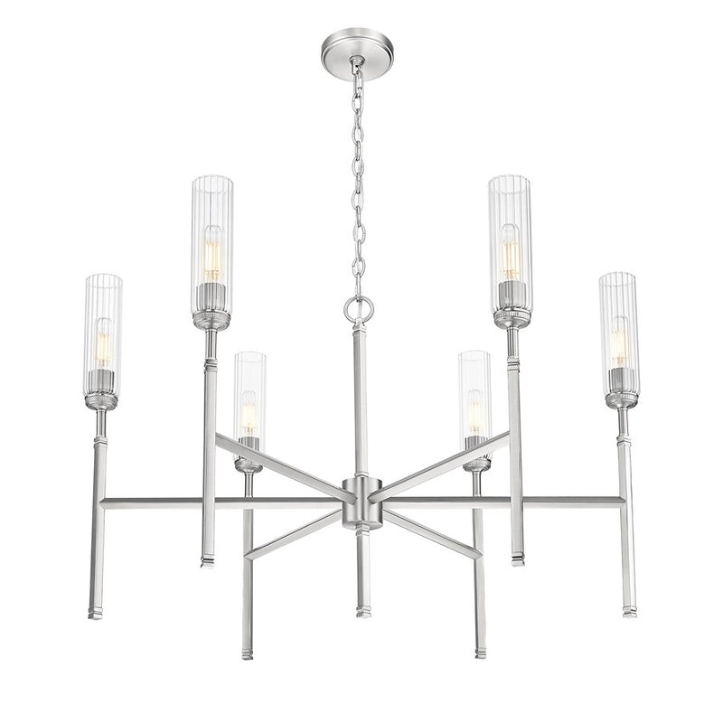Z-Lite Esme 6 Light Chandelier, Brushed Nickel/Clear