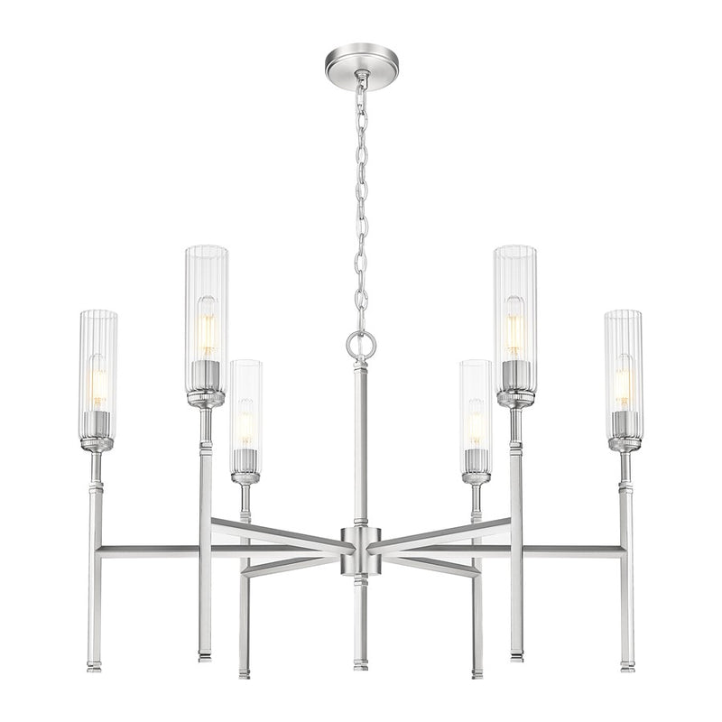 Z-Lite Esme 6 Light Chandelier, Brushed Nickel/Clear