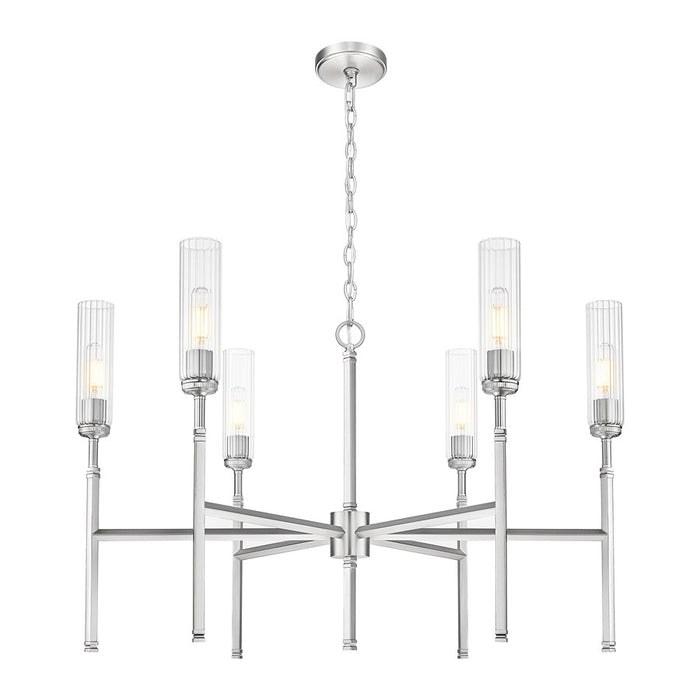 Z-Lite Esme 6 Light Chandelier, Brushed Nickel/Clear