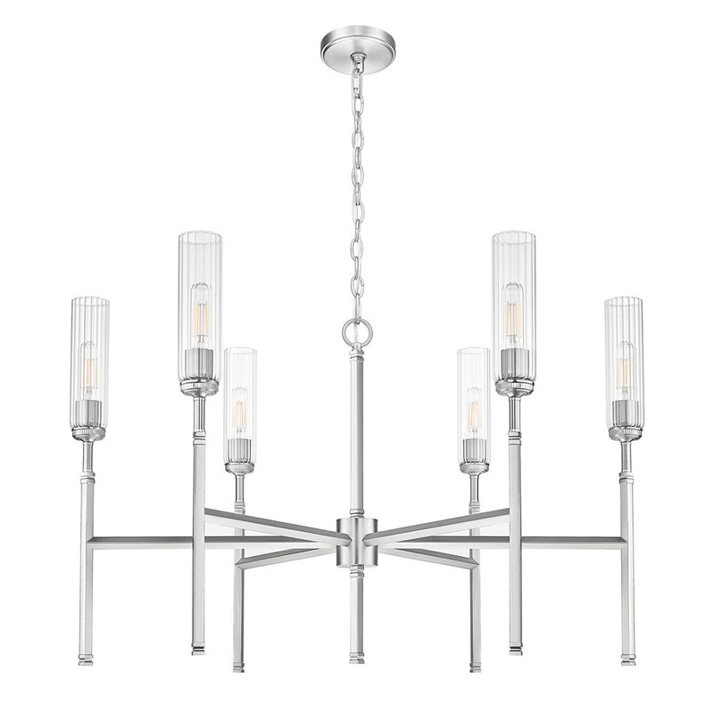 Z-Lite Esme 6 Light Chandelier, Brushed Nickel/Clear