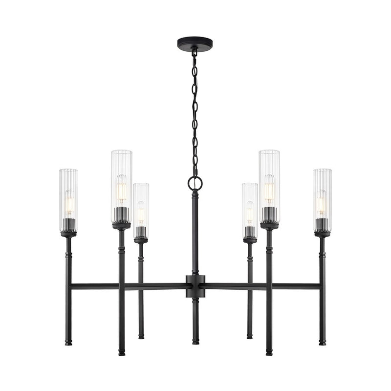 Z-Lite Esme 6 Light Chandelier, Matte Black/Clear - 3047-6MB