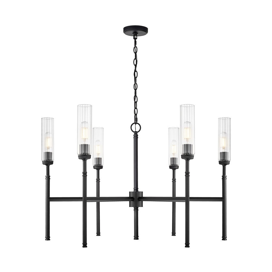 Z-Lite Esme 6 Light Chandelier, Matte Black/Clear - 3047-6MB