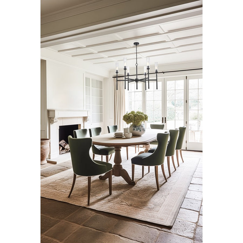 Z-Lite Esme 6 Light Chandelier, Matte Black/Clear