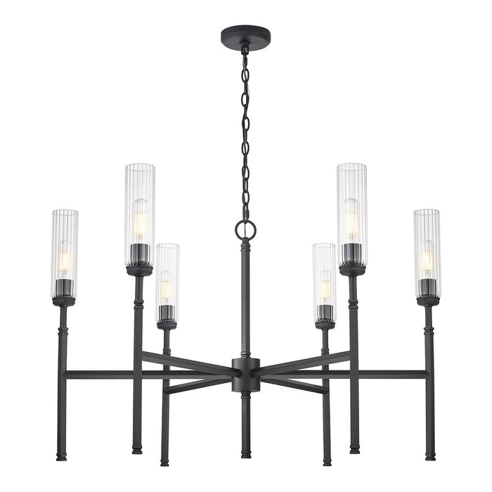 Z-Lite Esme 6 Light Chandelier, Matte Black/Clear