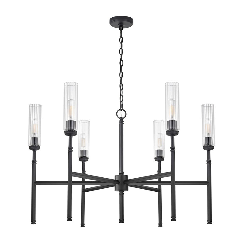 Z-Lite Esme 6 Light Chandelier, Matte Black/Clear