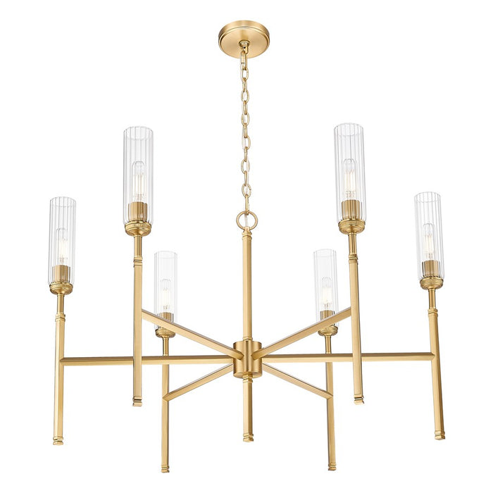 Z-Lite Esme 6 Light Chandelier, Modern Gold/Clear