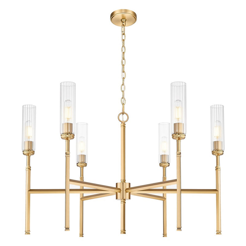 Z-Lite Esme 6 Light Chandelier, Modern Gold/Clear