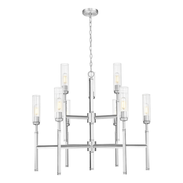 Z-Lite Esme 9 Light Chandelier, Brushed Nickel/Clear - 3047-9BN