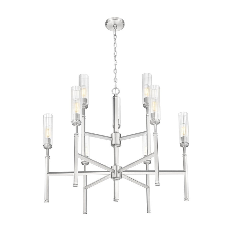 Z-Lite Esme 9 Light Chandelier, Brushed Nickel/Clear