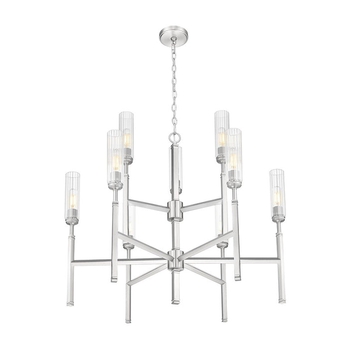 Z-Lite Esme 9 Light Chandelier, Brushed Nickel/Clear