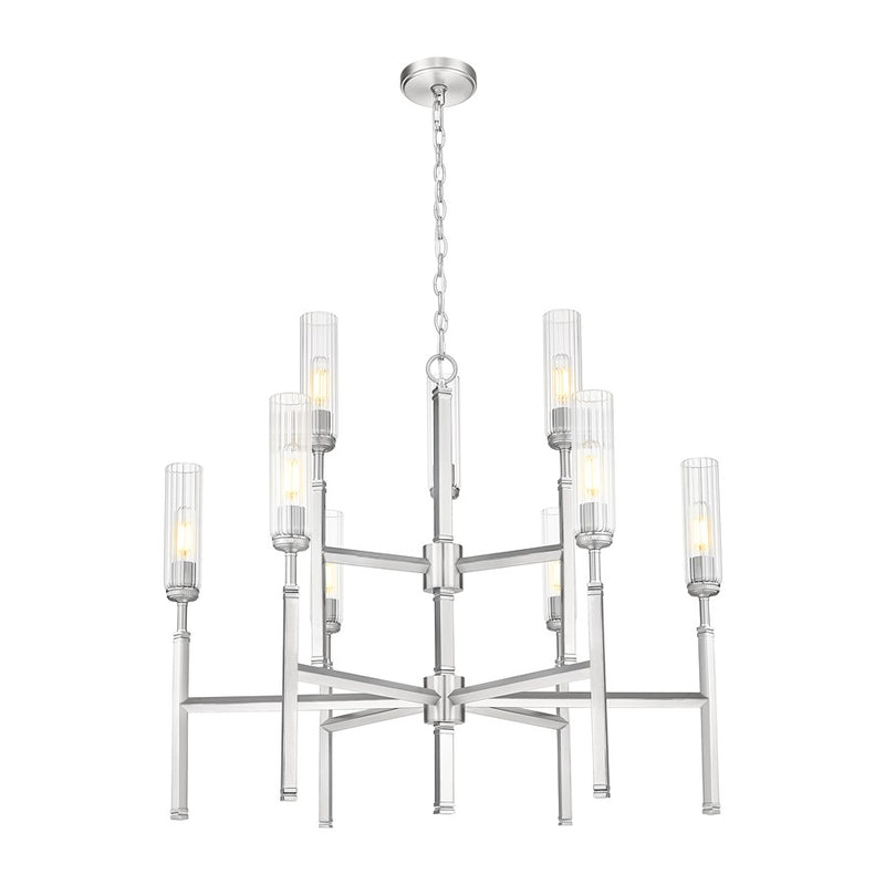 Z-Lite Esme 9 Light Chandelier, Brushed Nickel/Clear