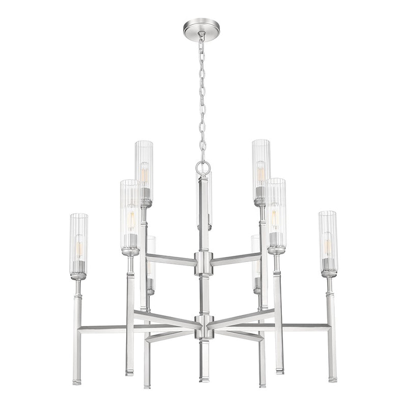 Z-Lite Esme 9 Light Chandelier, Brushed Nickel/Clear