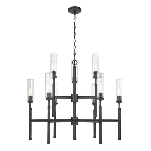 Z-Lite Esme 9 Light Chandelier, Matte Black/Clear - 3047-9MB