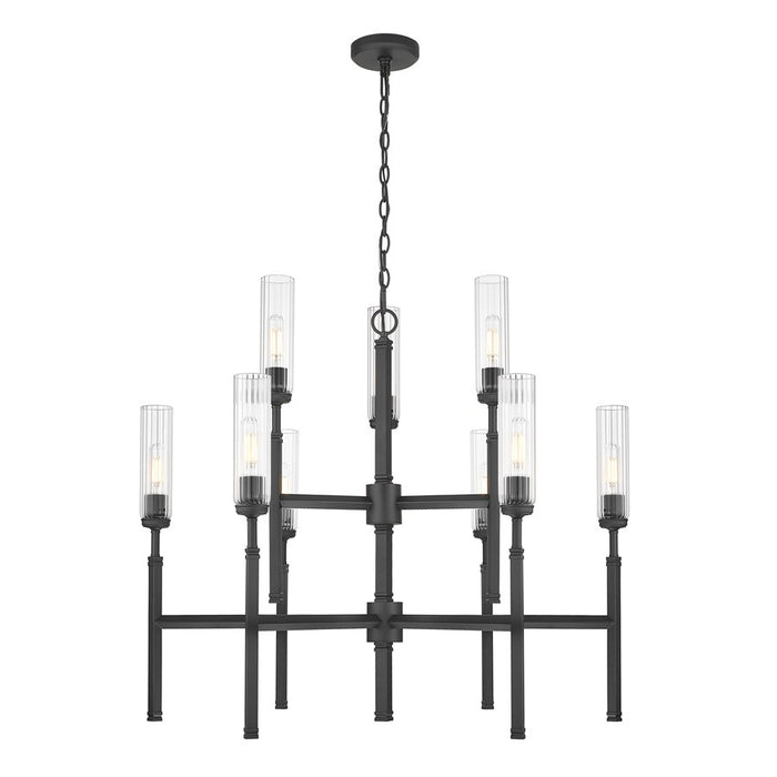Z-Lite Esme 9 Light Chandelier, Matte Black/Clear - 3047-9MB
