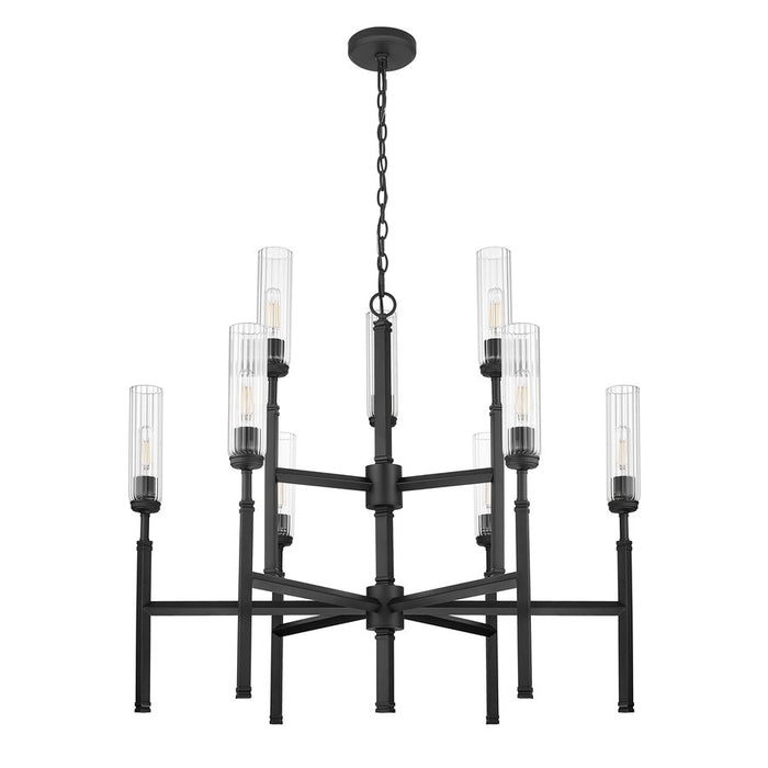Z-Lite Esme 9 Light Chandelier, Matte Black/Clear