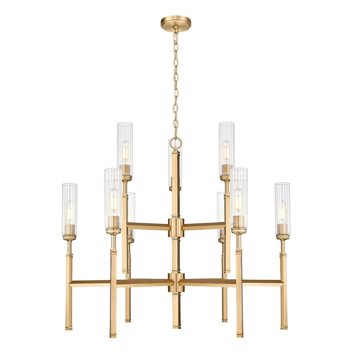 Z-Lite Esme 9 Light Chandelier, Modern Gold/Clear - 3047-9MGLD