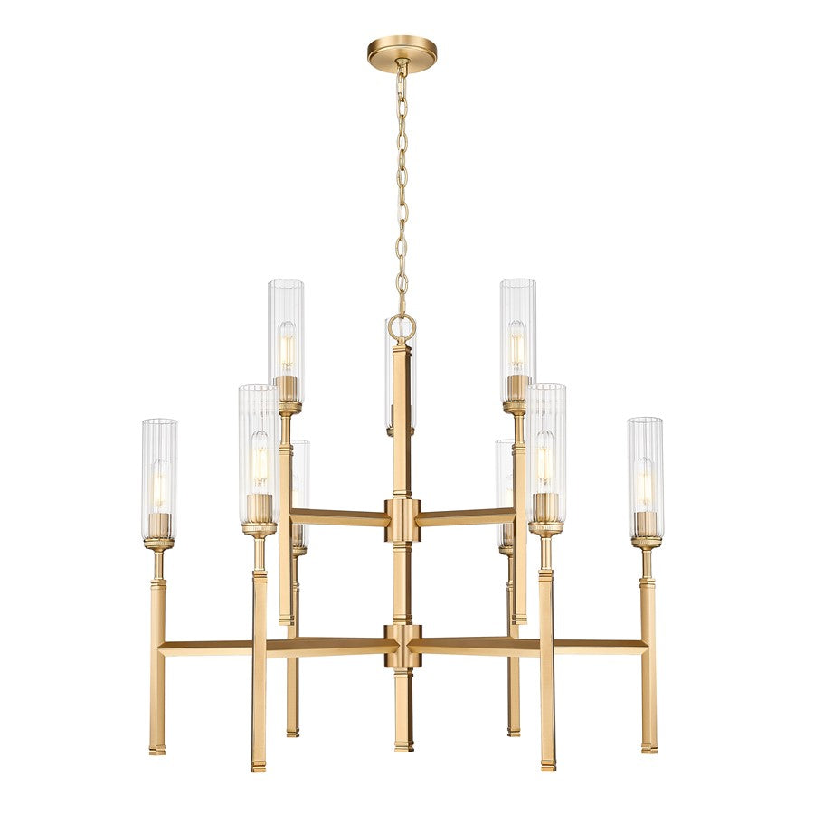 Z-Lite Esme 9 Light Chandelier, Modern Gold/Clear - 3047-9MGLD