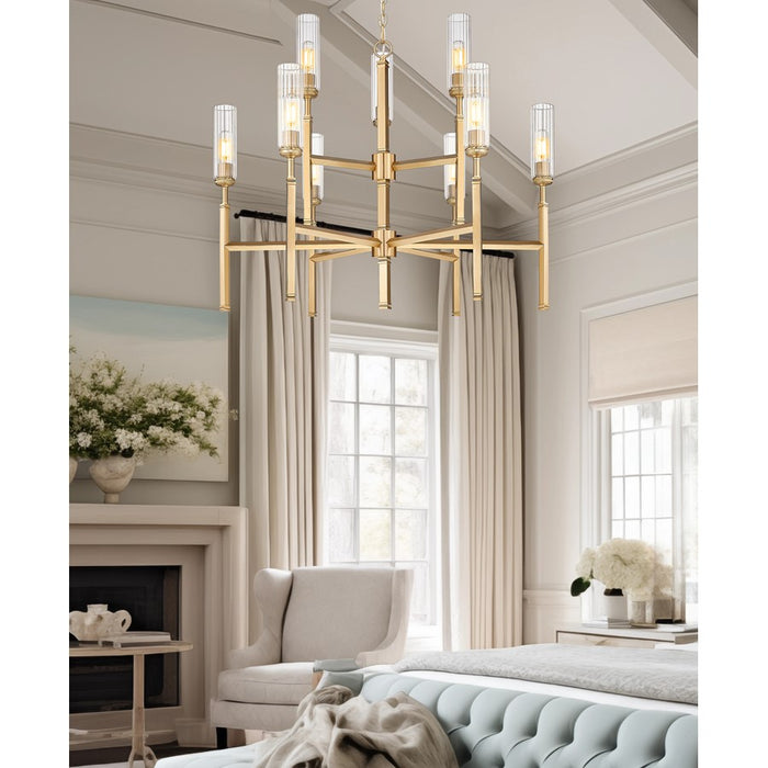 Z-Lite Esme 9 Light Chandelier, Modern Gold/Clear