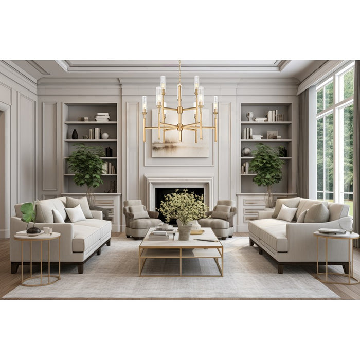 Z-Lite Esme 9 Light Chandelier, Modern Gold/Clear