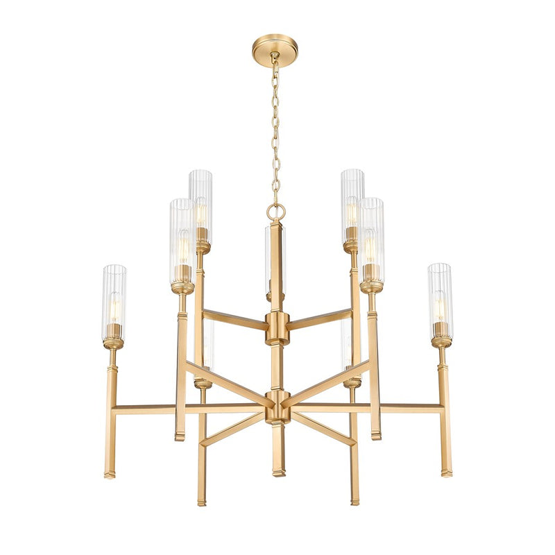 Z-Lite Esme 9 Light Chandelier, Modern Gold/Clear