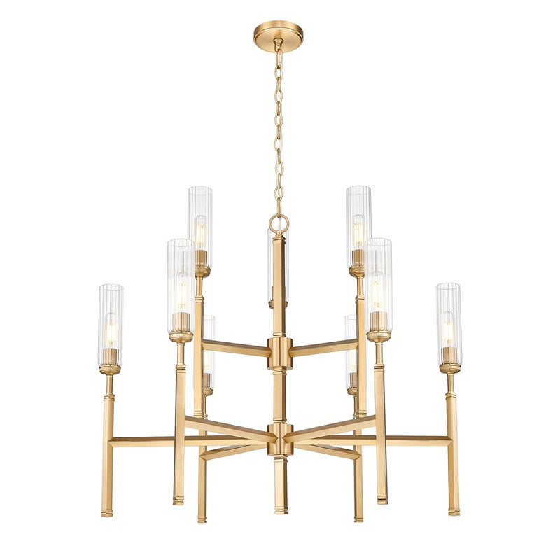 Z-Lite Esme 9 Light Chandelier, Modern Gold/Clear