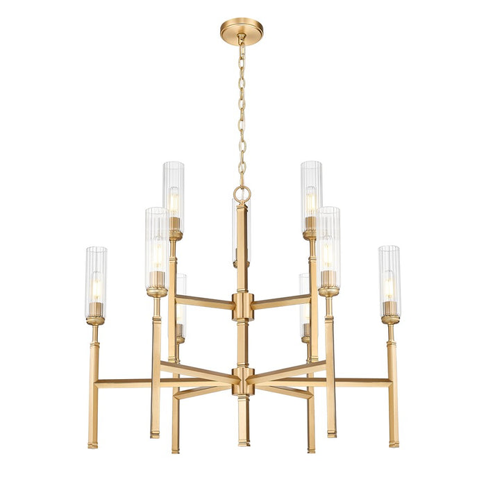 Z-Lite Esme 9 Light Chandelier, Modern Gold/Clear