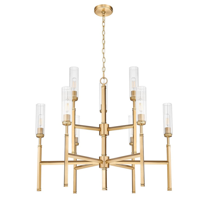Z-Lite Esme 9 Light Chandelier, Modern Gold/Clear