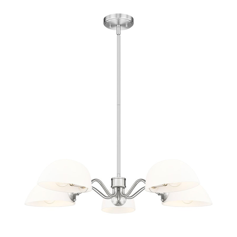 Z-Lite Breton 5 Light Chandelier, Brushed Nickel/White - 3048-5BN